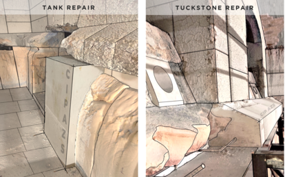 CIP, tank, tuckstone repair, SEFPROCare, care, AZS, cast in place, service